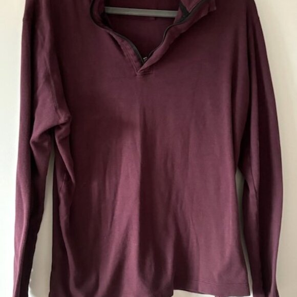 Banana Republic 100% cotton burgundy pullover with zipper sweater Large - Picture 1 of 7